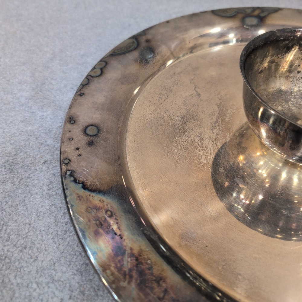 Wm A Rogers Oneida Silver Plated Chip and Dip Server Round Platter Bowl NA310 - Picture 5 of 11